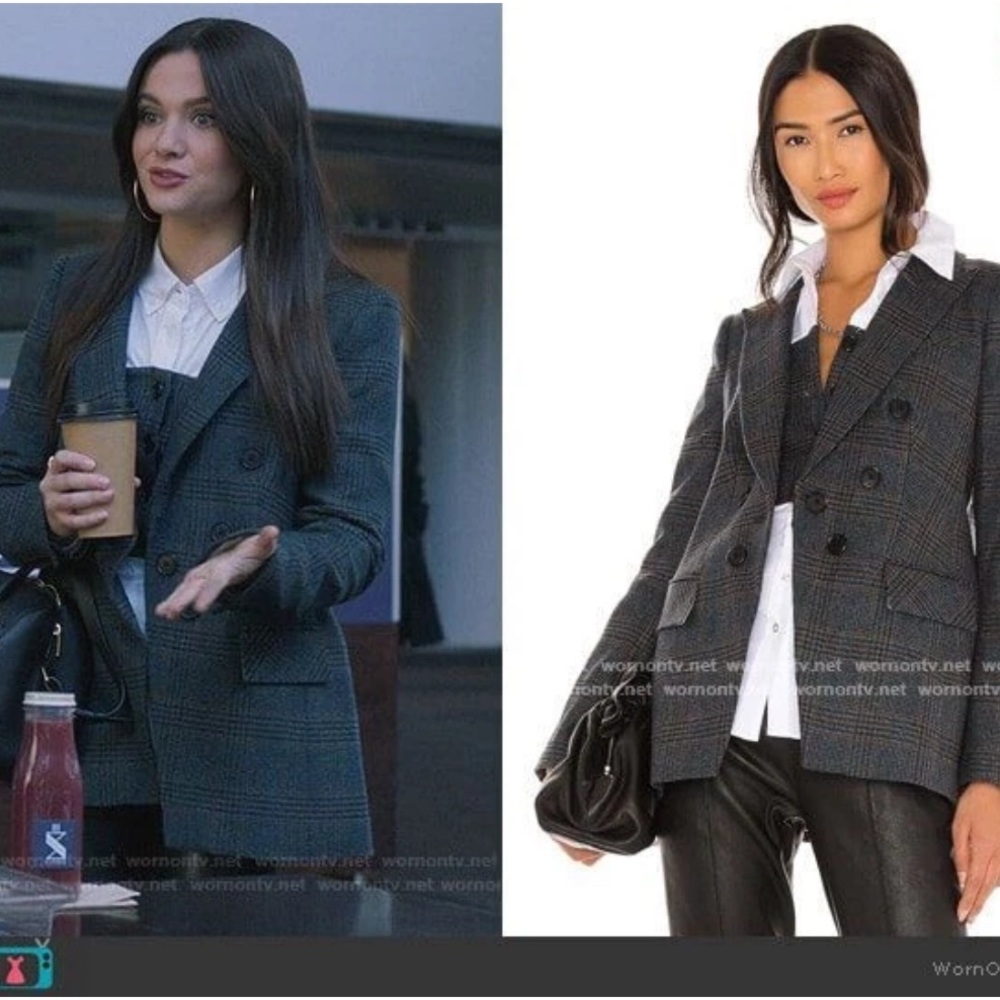 Veronica Beard Yareli Grey Dickey Plaid Wool Blazer Dickey Jacket Preppy 6